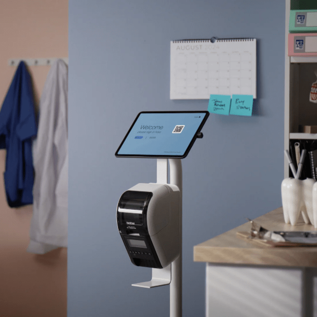 Bouncepad Universal Floor Stand Core Elevate + Brother Printer Mount