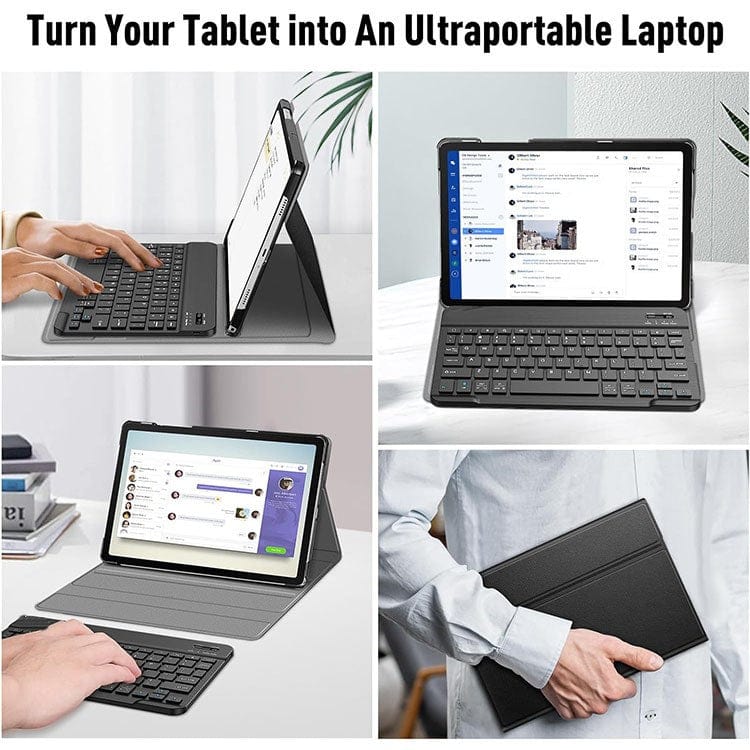 Generic - Grip Case Tablet Enclosure Bluetooth Keyboard with Leather Folio for Galaxy Tab A11+ (2025)