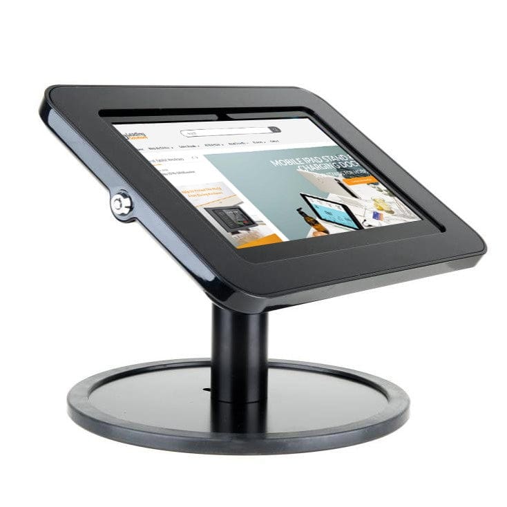 Tab Secure Table Top Stand with Lenovo tablet in landscape mode and hidden cables.