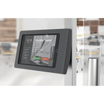 Heckler Multi Mount securely holding iPad 9.7 on mullion, offering vertical or 15-degree upward angle installation.