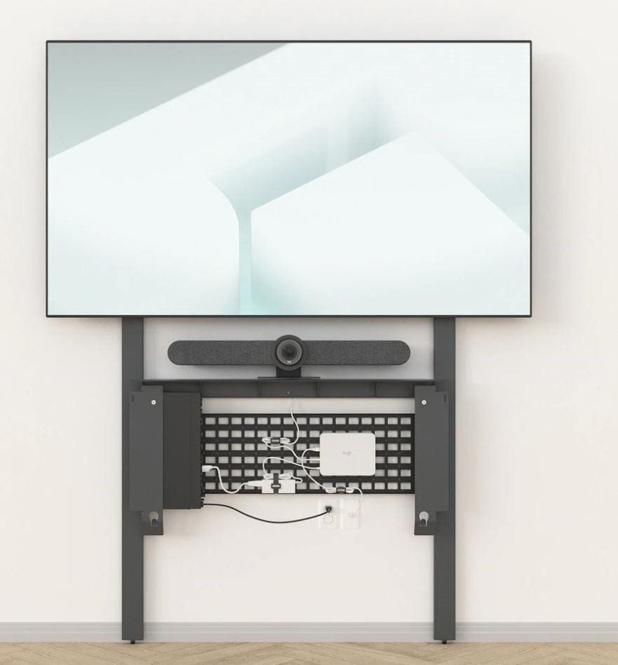 Heckler AV Wall Structure featuring integrated Video Meeting Kit for tidy video conferencing system deployments.