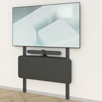 Heckler AV Wall Video Meeting Kit with camera mounted on shelf and clean cable management behind front panel.
