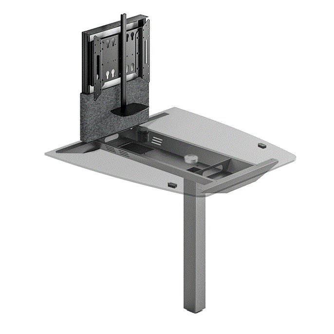 Compact and stylish huddle table promoting interaction and professional engagement in small meeting or presentation areas.