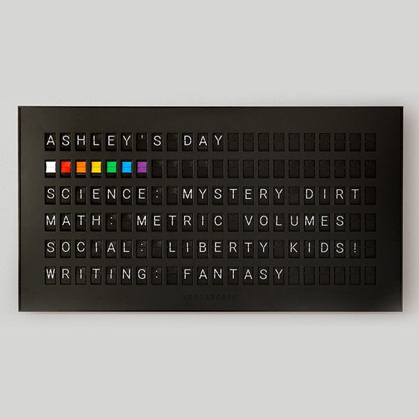 Scheduled daily motivation message appearing on a Vestaboard.