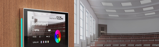Qbic TD-1070 smart panel used as an AV controller in a university setting