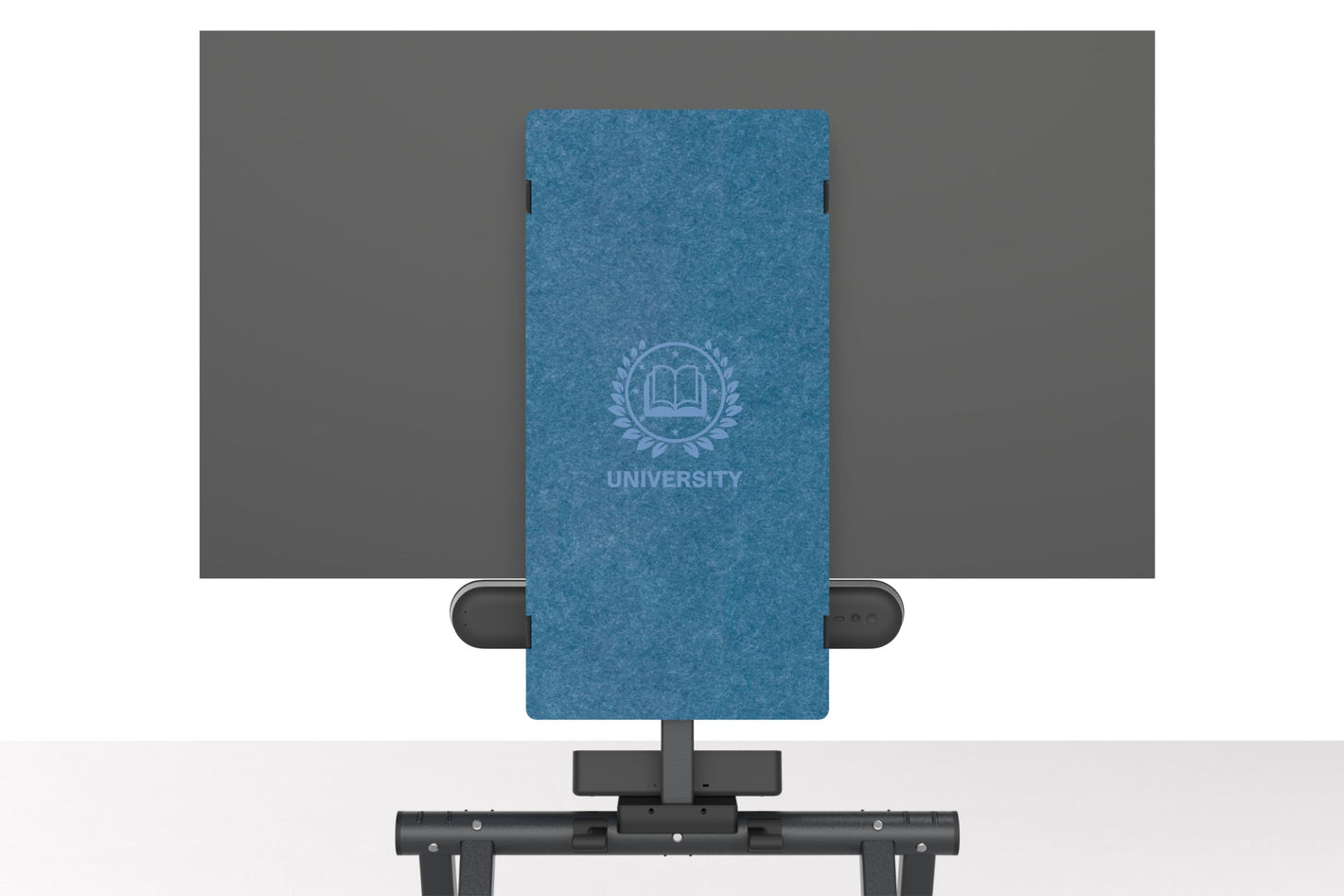 Heckler TV Mount Rolling Stand with personalised branding panel