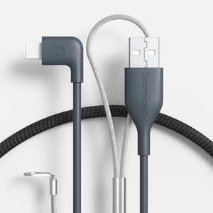 Bouncepad Cables & Power Black Reinforced 2m Lightning to USB-A Charge Cable (MFI Approved)