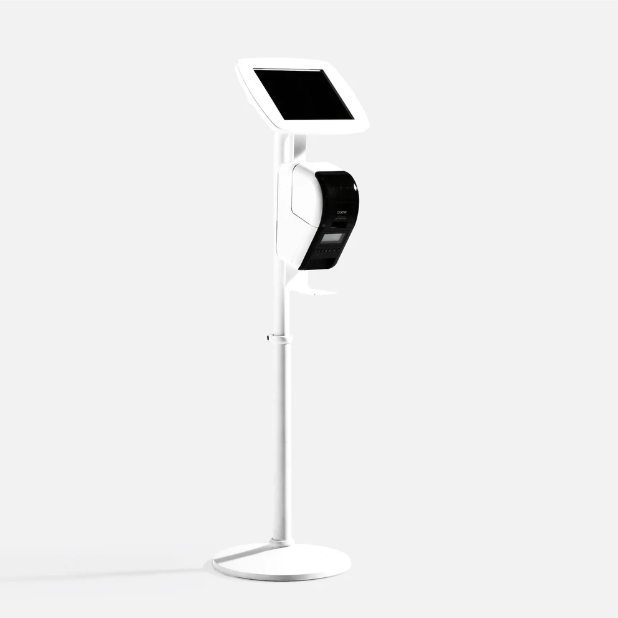 Bouncepad iPad Floor Stand iPad 11.0 11th Gen / White / Exposed Front Camera and Home Button Elevate + Brother Printer Mount - iPad