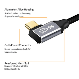 C-Link Tablet Enclosure 0.25m length 10Gbps Gen2 Type-C USB 3.1 Male To USB-C Female Extension Data 100W Charging Right Angled Extender Cord Reversible Design