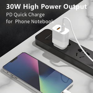 C-Link Tablet Enclosure 30W GaN Fast Charge Dual Port USB-C PD 3.0 Charger - USB-C & USB-A