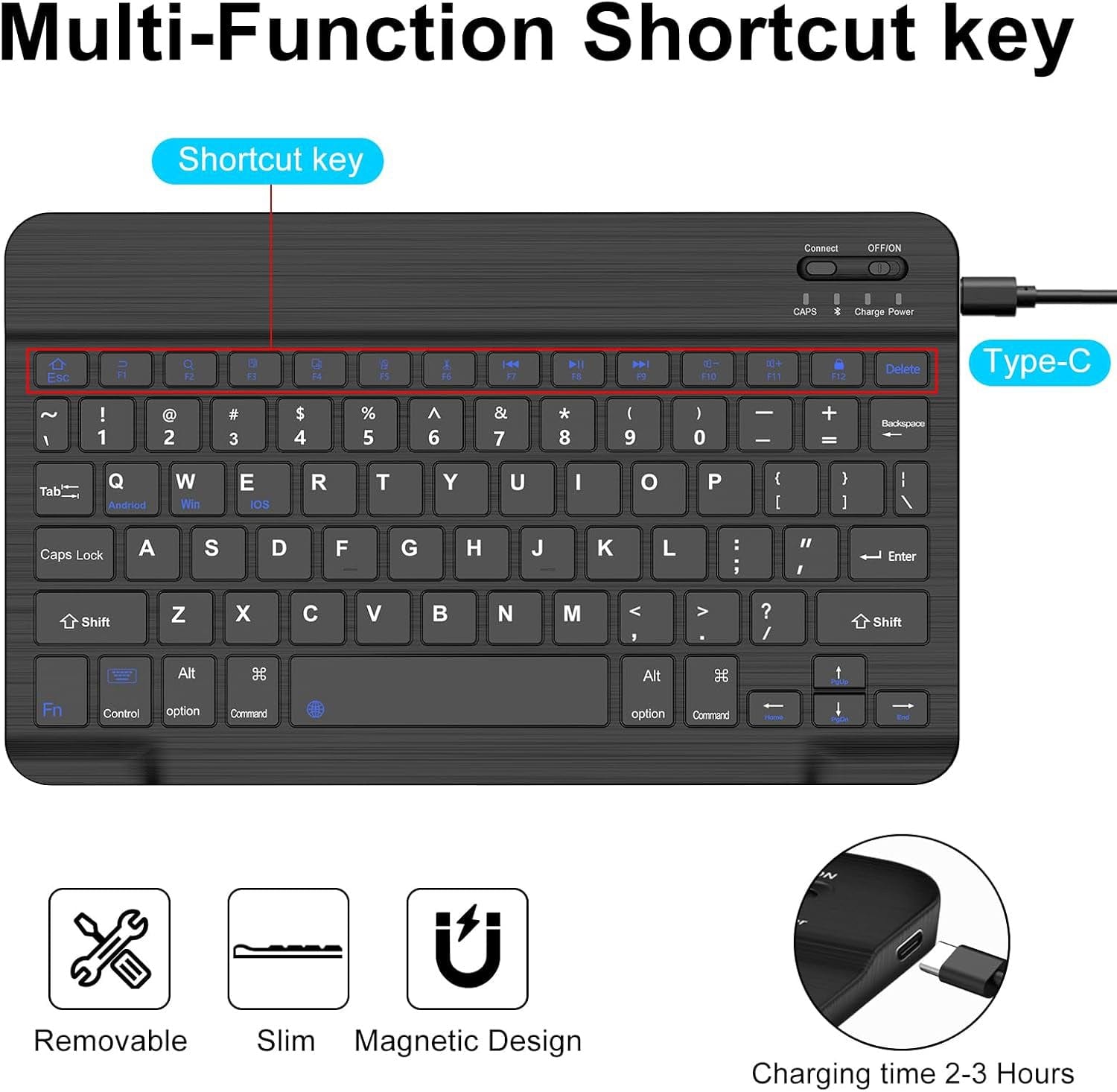 Generic - Grip Case Tablet Case Bluetooth Keyboard with Leather Folio for iPad Air 11 6th Gen