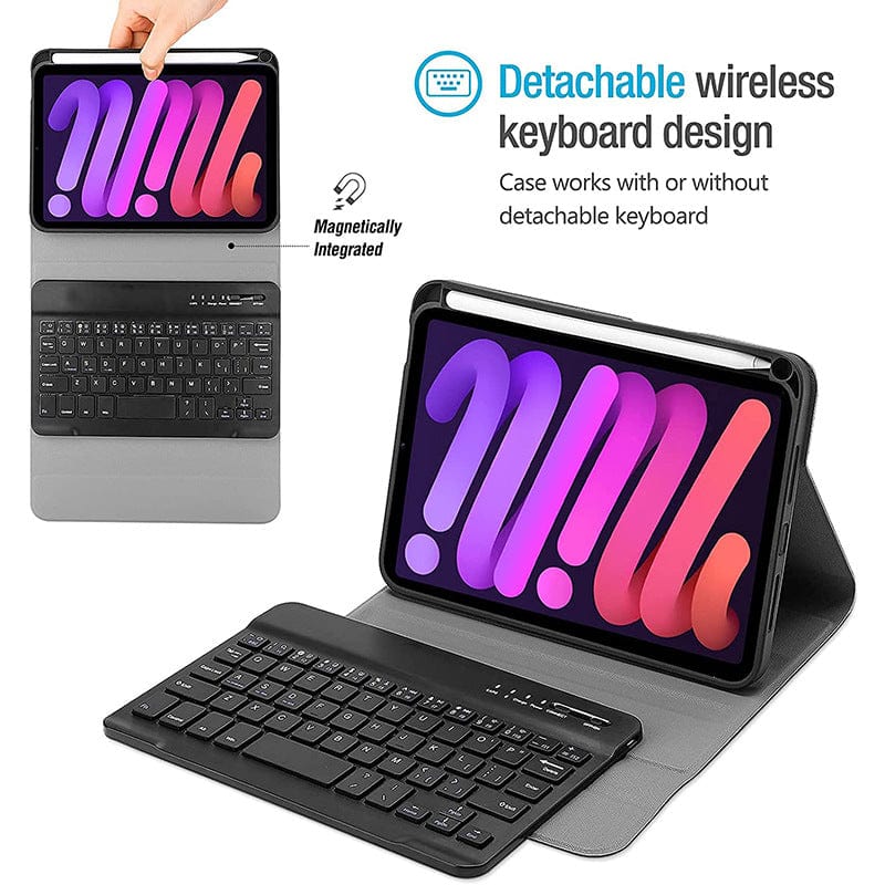 Generic - Grip Case Tablet Case Bluetooth Keyboard with Leather Folio for iPad Mini 6th Gen