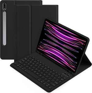 Generic - Grip Case Tablet Case Bluetooth Keyboard with Leather Folio for Samsung Galaxy TAB S9+ 12.4