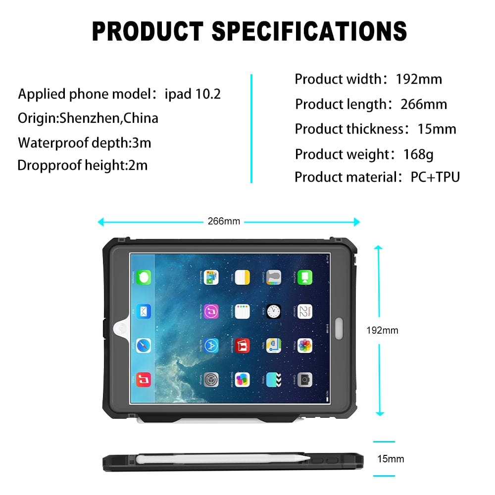 Generic - Grip Case Tablet Case Waterproof Case (IP68) - iPad 10.2 7-9th Gen