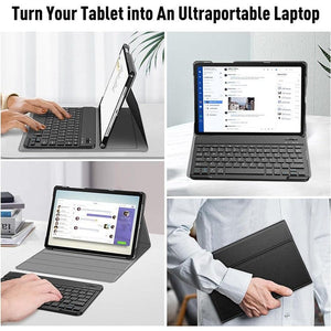 Generic - Grip Case Tablet Enclosure Bluetooth Keyboard with Leather Folio for Galaxy Tab A11+ (2025)