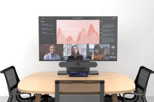 Durable, low-profile stand with built-in cable routing for neat AV setups.