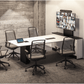 Salamander Designs Unifi Huddle Table with TV Mount and AV Cabinet (SD-HUD-CAB), gloss warm white, seats 2 to 5 people