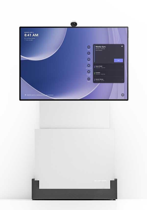 Salamander Designs TV Cart White Electric Lift Wall Stand for 50" Surface Hub 2S & 3