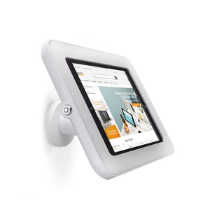Microsoft Surface tablet in Tab Secure Wall Mount with hidden cables and adjustable tilt.