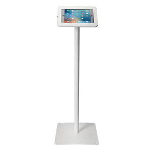 Secure Tab Freestanding Display stand featuring cable management, tamper-resistant lock, and full access to tablet home button and camera.