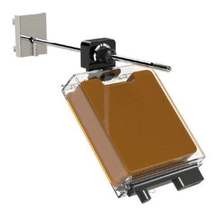 Improve peg display of safer boxes with the folding, adaptable SpinTag accessory.