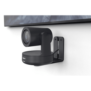 Side view of Heckler PTZ Mount showcasing low-profile construction behind an AVer PTZ camera.