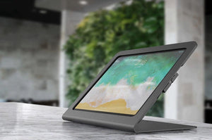 Side view of WindFall Stand Prime showing sturdy all-steel construction and precise tablet fit for POS displays.