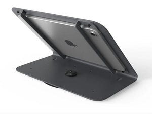 WindFall Stand with felt sliders allowing smooth sliding of iPad for shared customer interaction at point of sale.