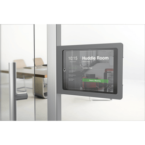 Heckler Side Mount securely holding iPad 10.2, installed on mullion side with slim, fingerprint-resistant powder-coated finish.