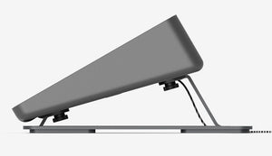 Tap screen raised at 30 degrees on table mount, reducing glare and improving user interaction during meetings.