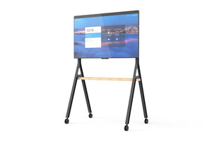Side view of Rolling Stand showing minimalist A-frame design and built-in cable management for tidy office setups.