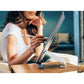 @Rest Tablet Stand set up for home office use, enabling quick and stable video conferencing with iPads and laptops.