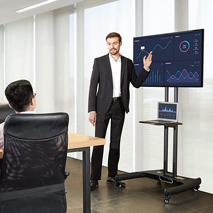 North Bayou AV mobile TV cart – fits 32 to 70 inch screens – perfect for meetings